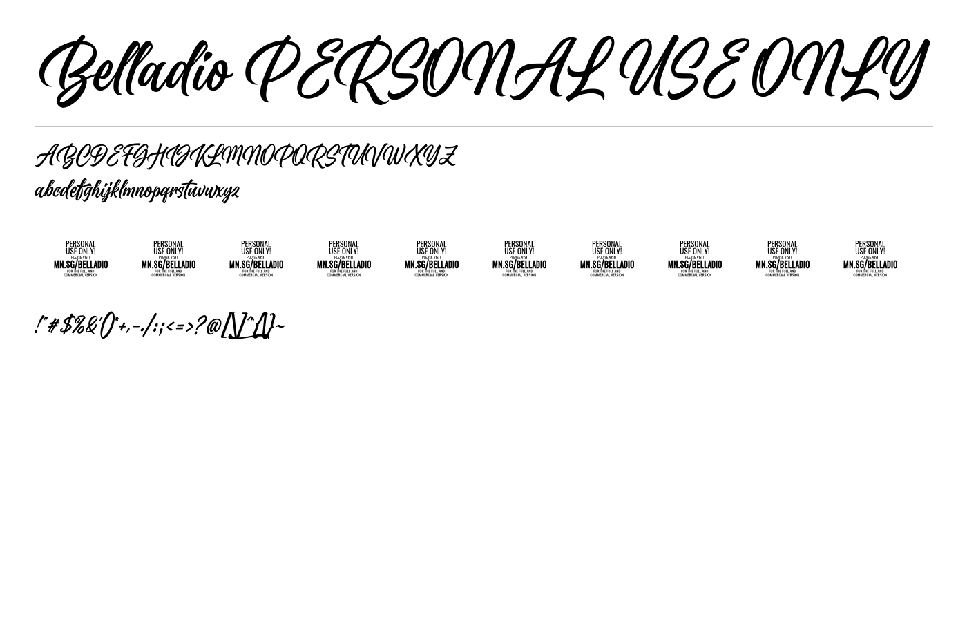 Belladio PERSONAL USE ONLY Font preview