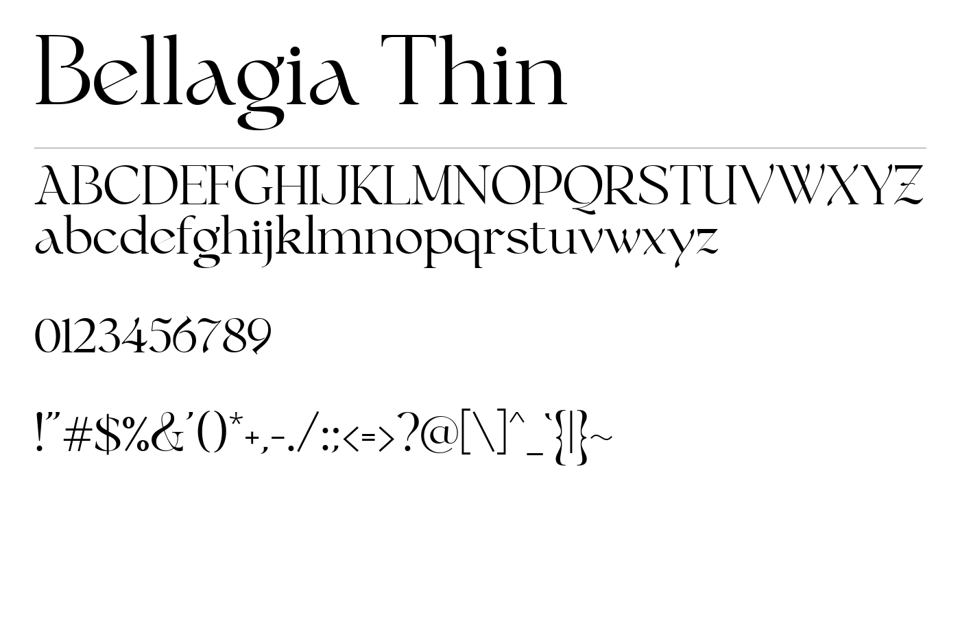 Bellagia Thin Font preview