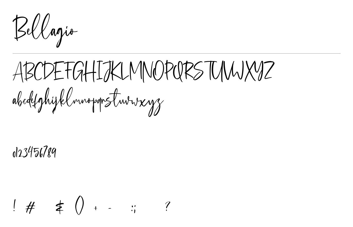 Bellagio Font preview