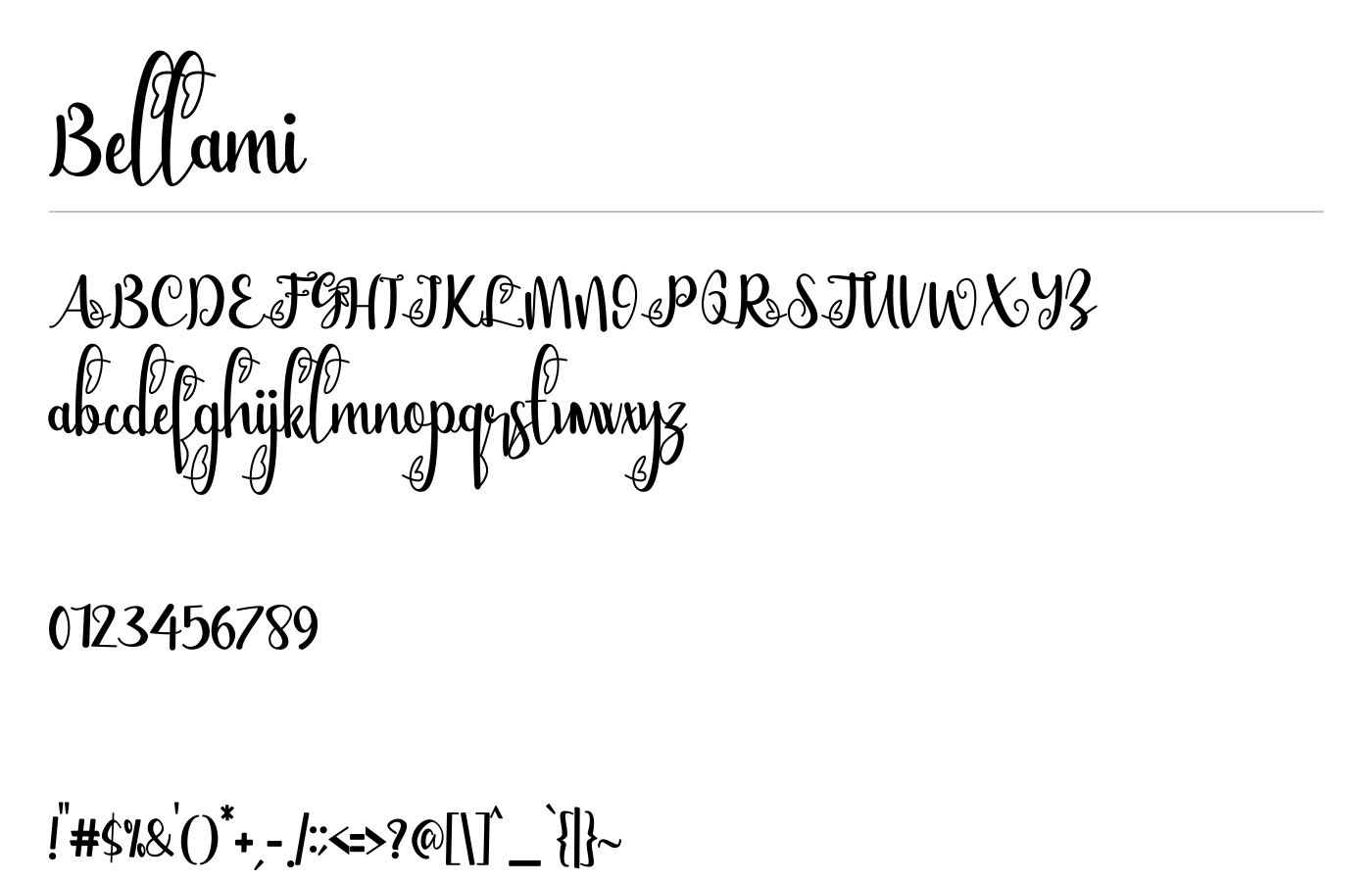 Bellami Font preview