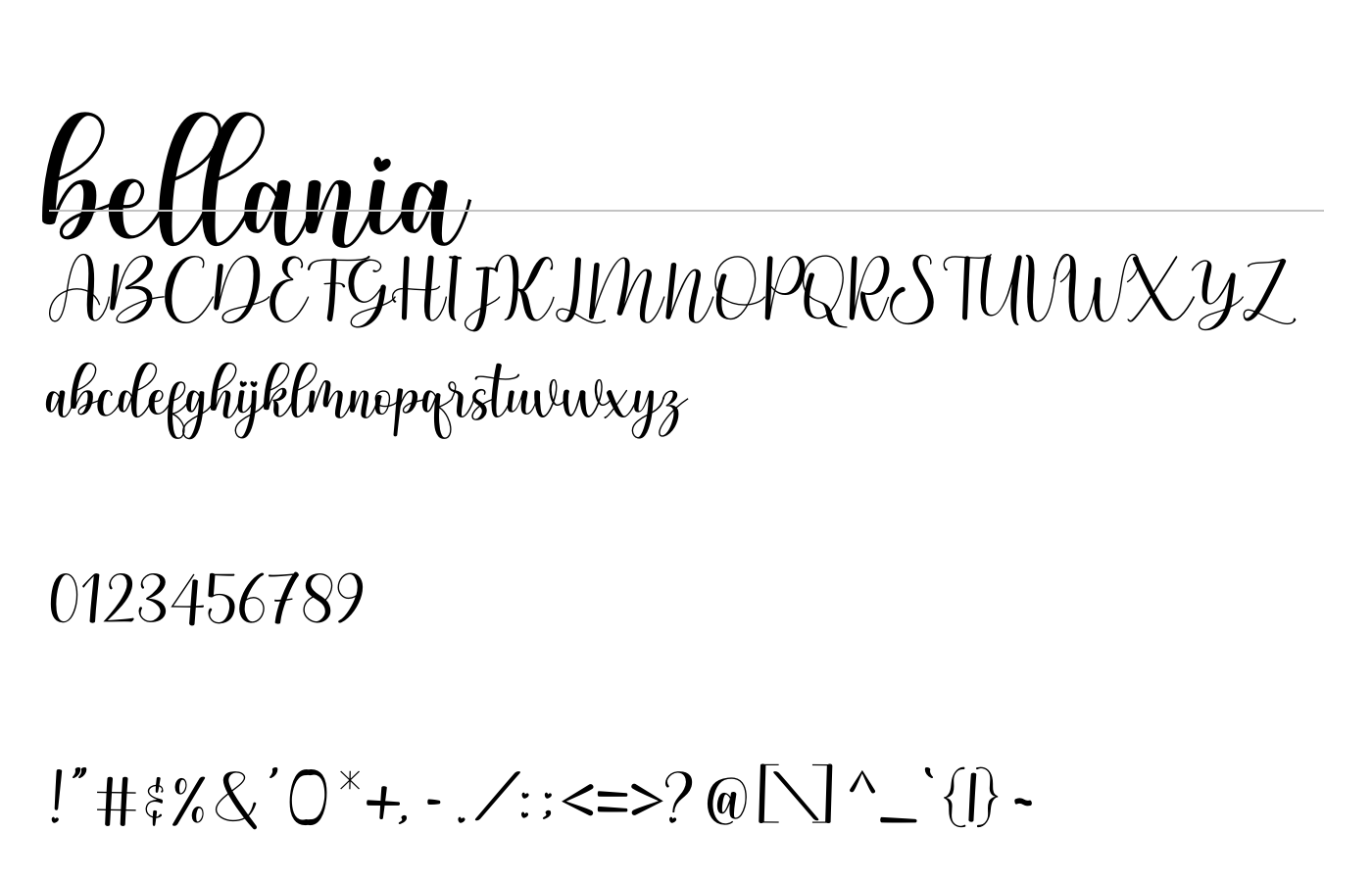 bellania Font preview