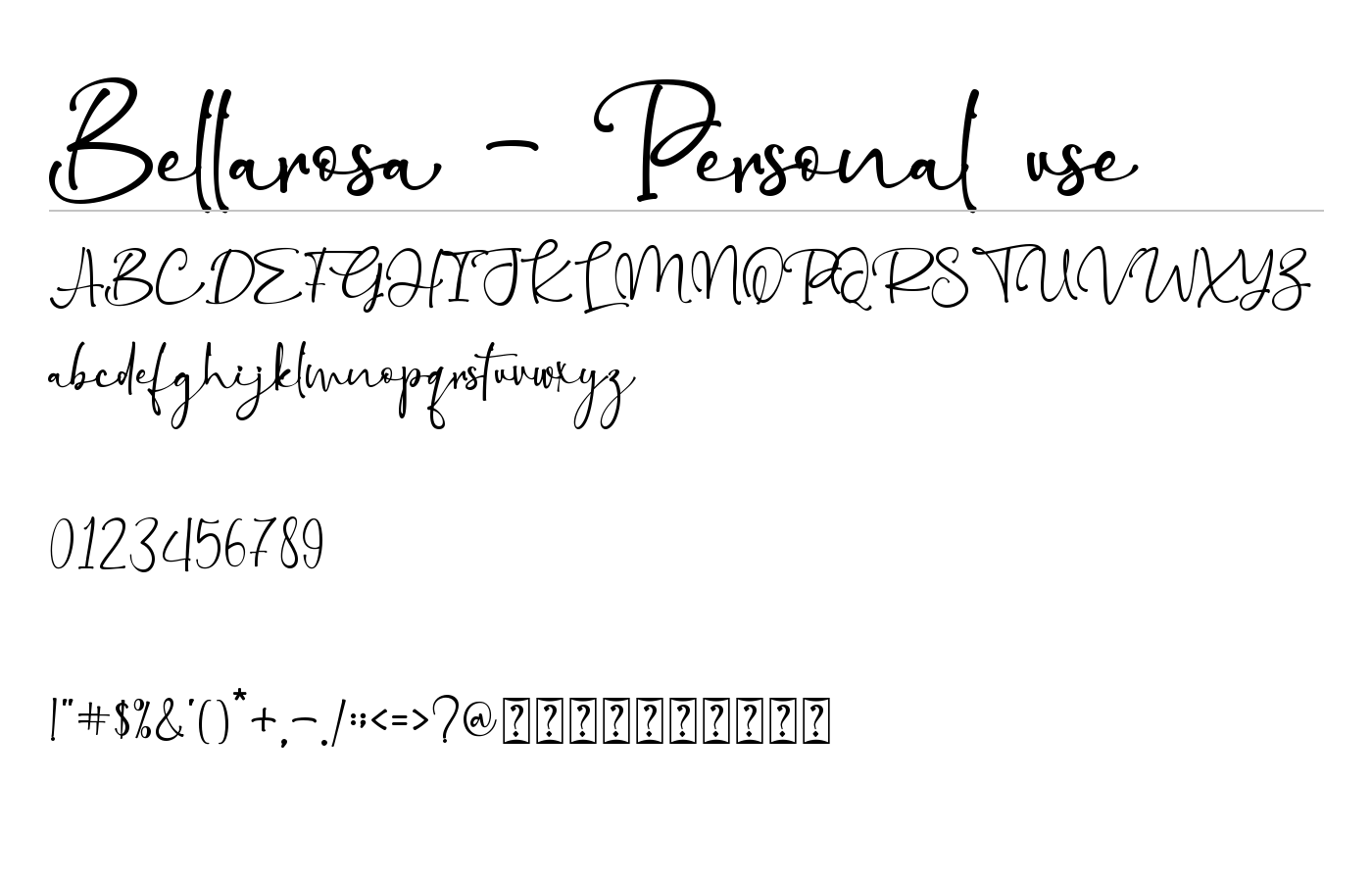 Bellarosa - Personal use Font preview
