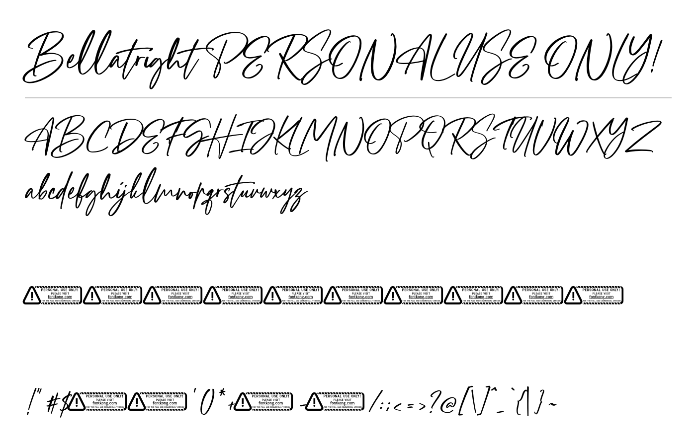 Bellatright PERSONAL USE ONLY! Font preview
