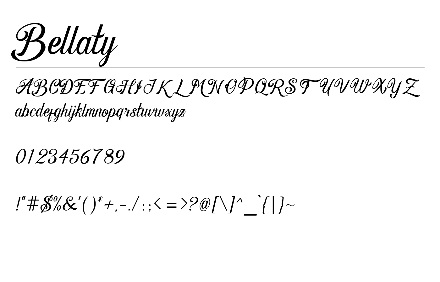 Bellaty Font preview
