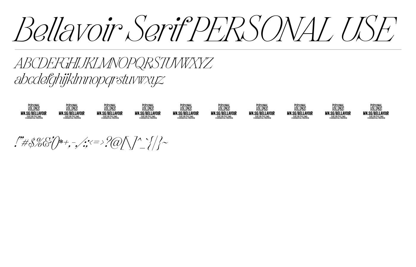 Bellavoir Serif PERSONAL USE Font preview