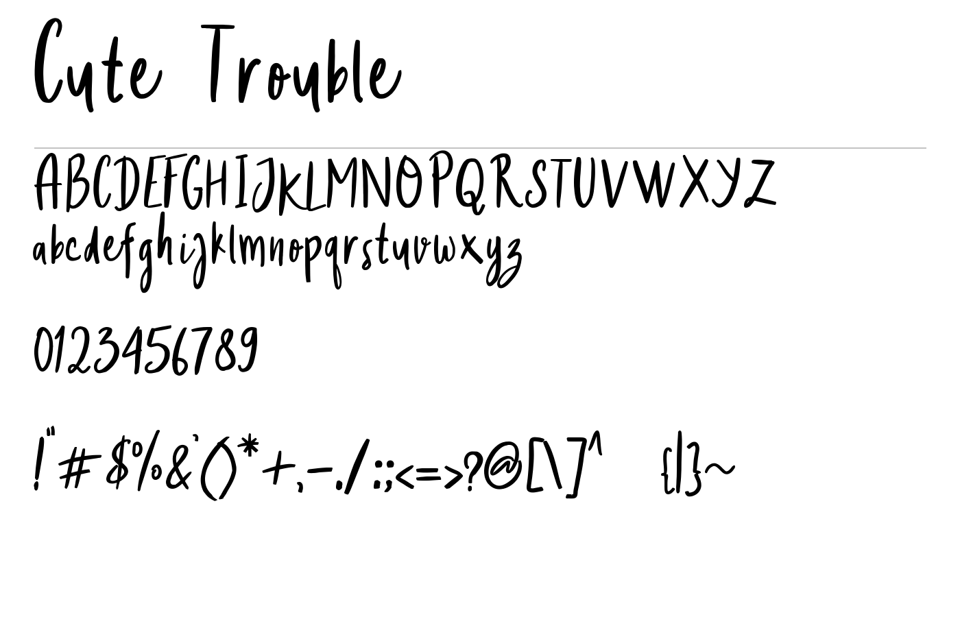 Cute Trouble Font preview