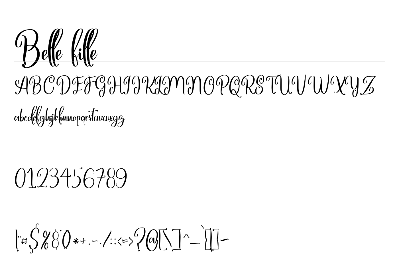 Belle Fille Font preview