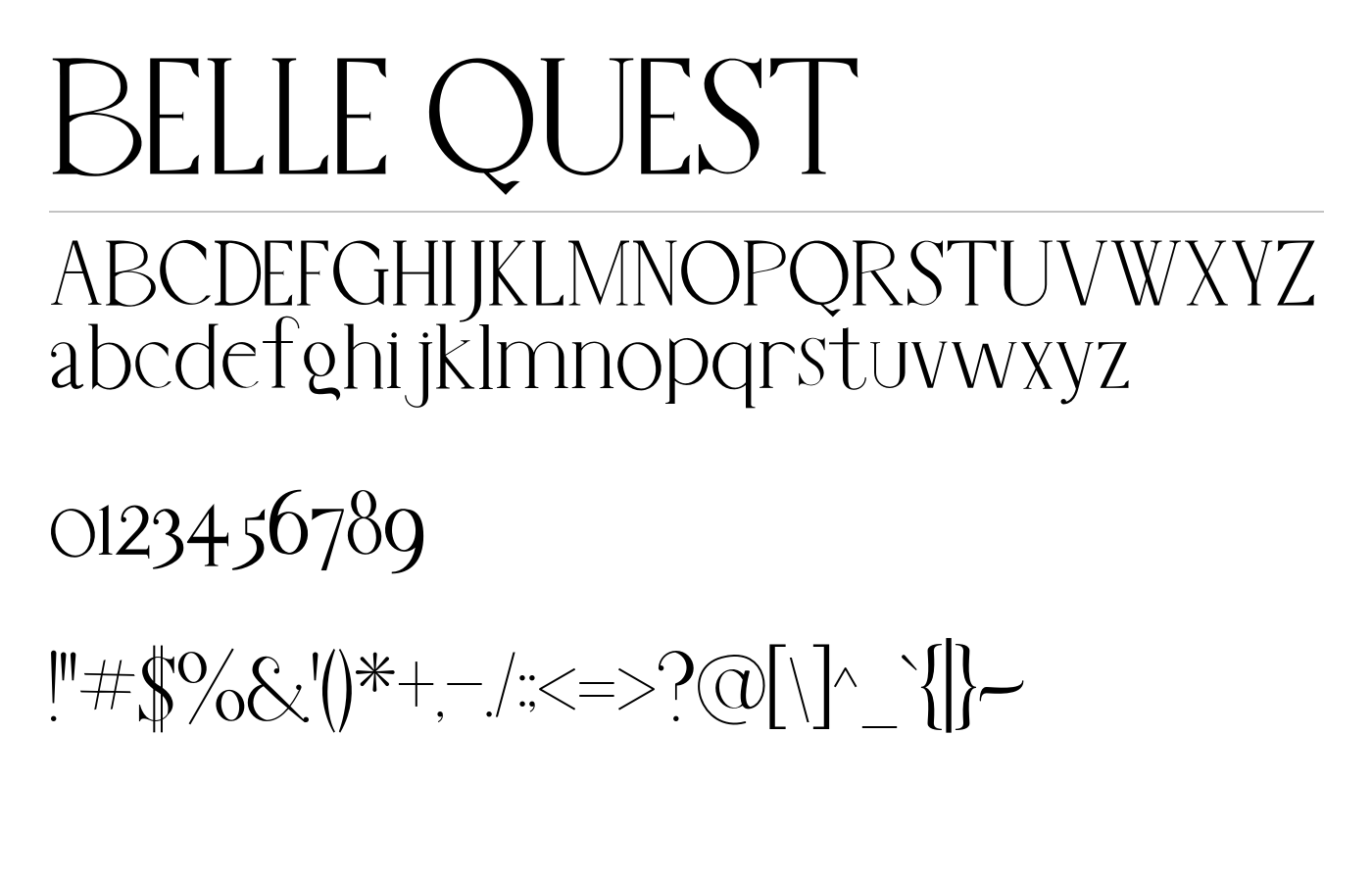 BELLE QUEST Font preview