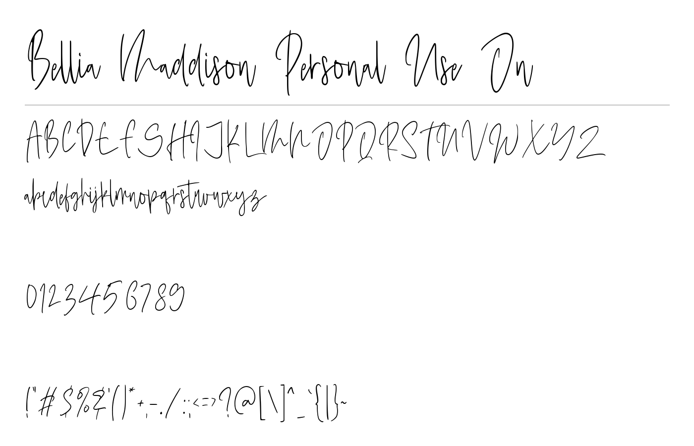 Bellia Maddison Personal Use On Font preview