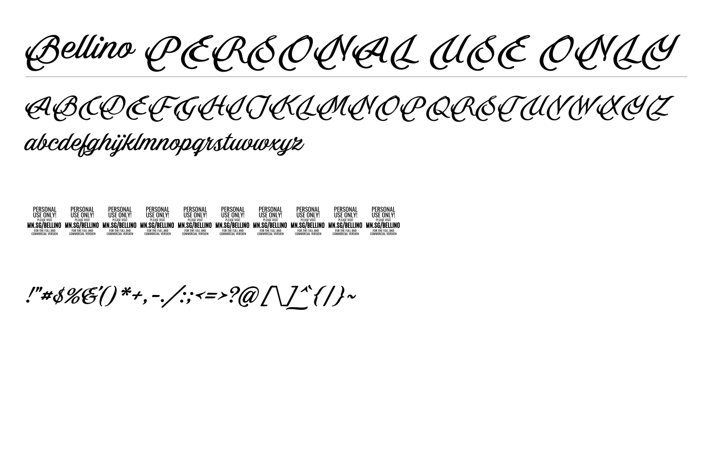 Bellino PERSONAL USE ONLY Font preview