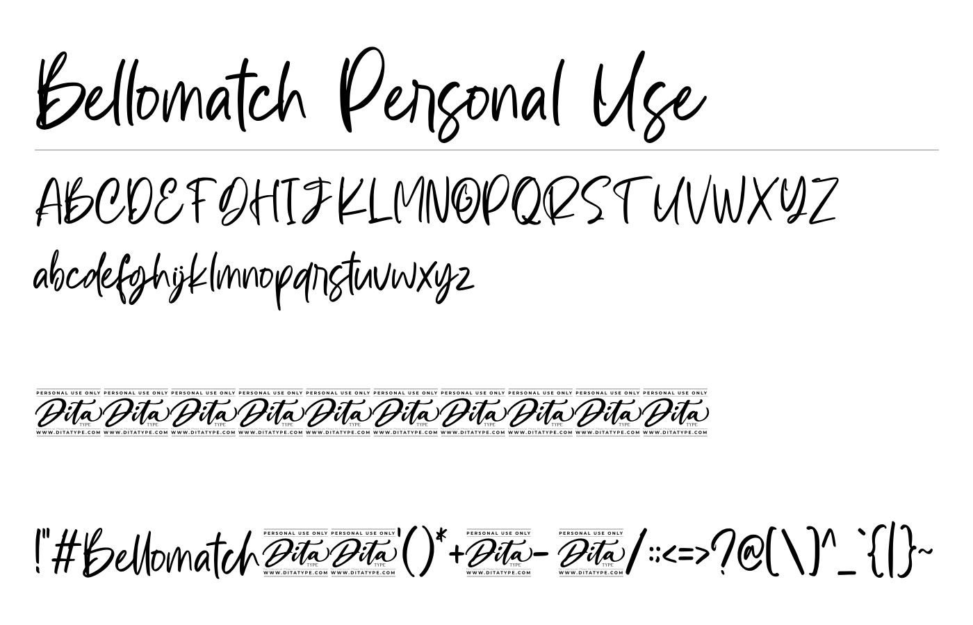 Bellomatch Personal Use Font preview