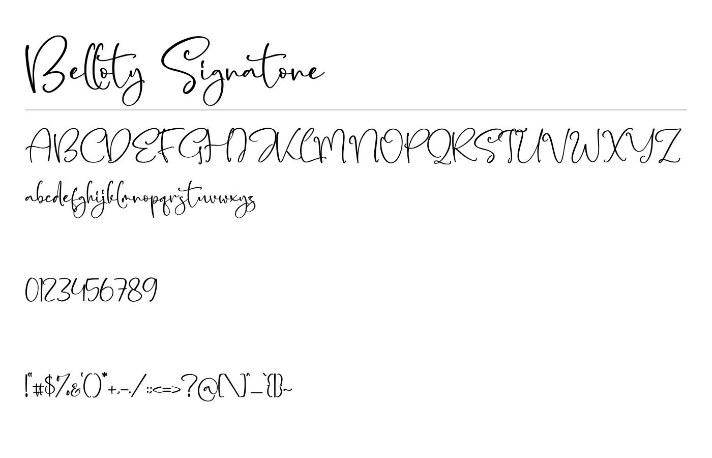 Belloty Signatone Font preview