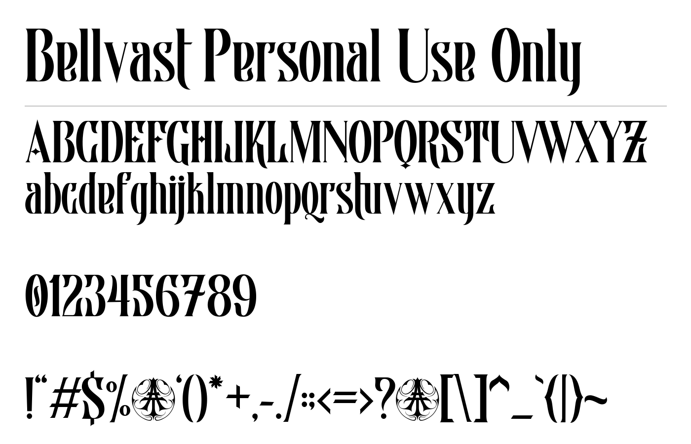 Bellvast Personal Use Only Font preview