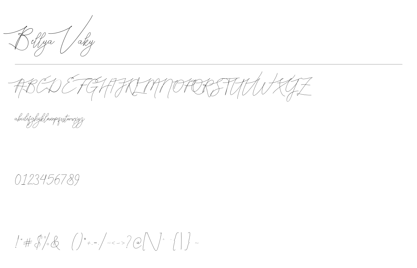 Bellya Vaky Font preview