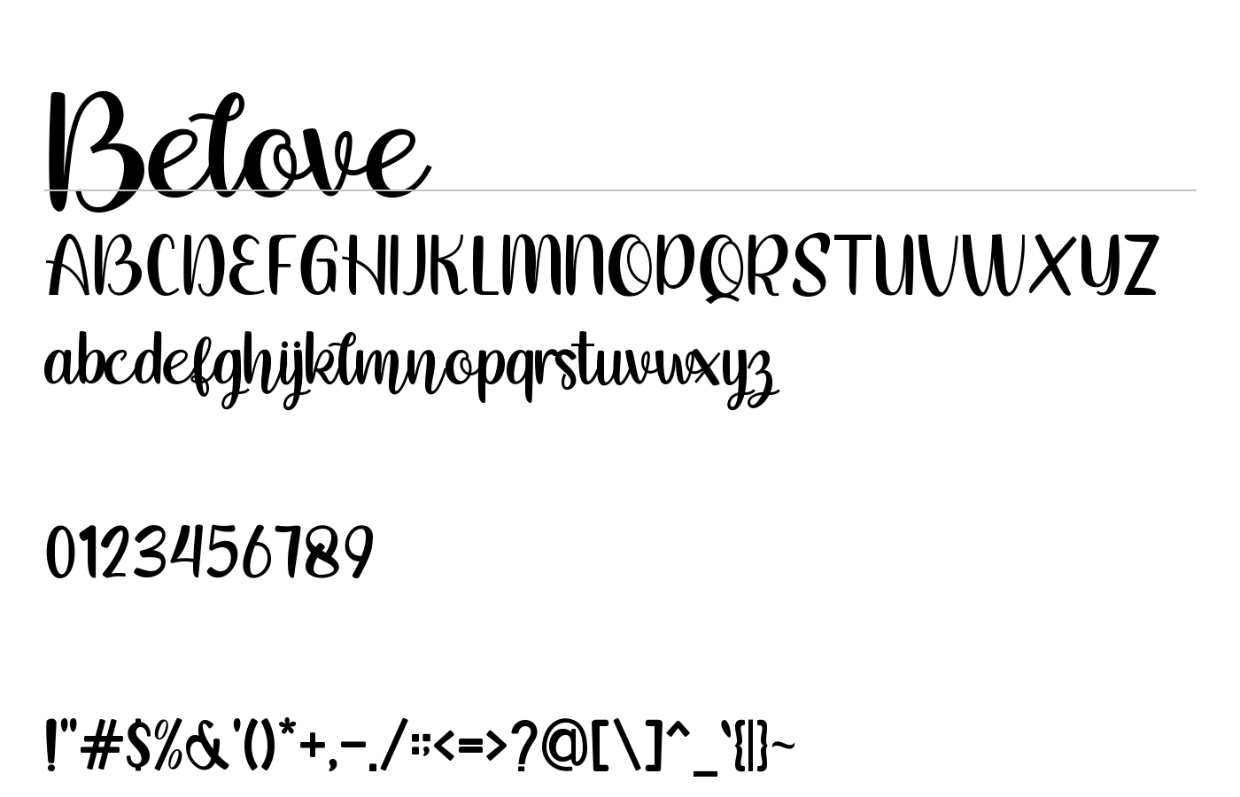 Belove Font preview