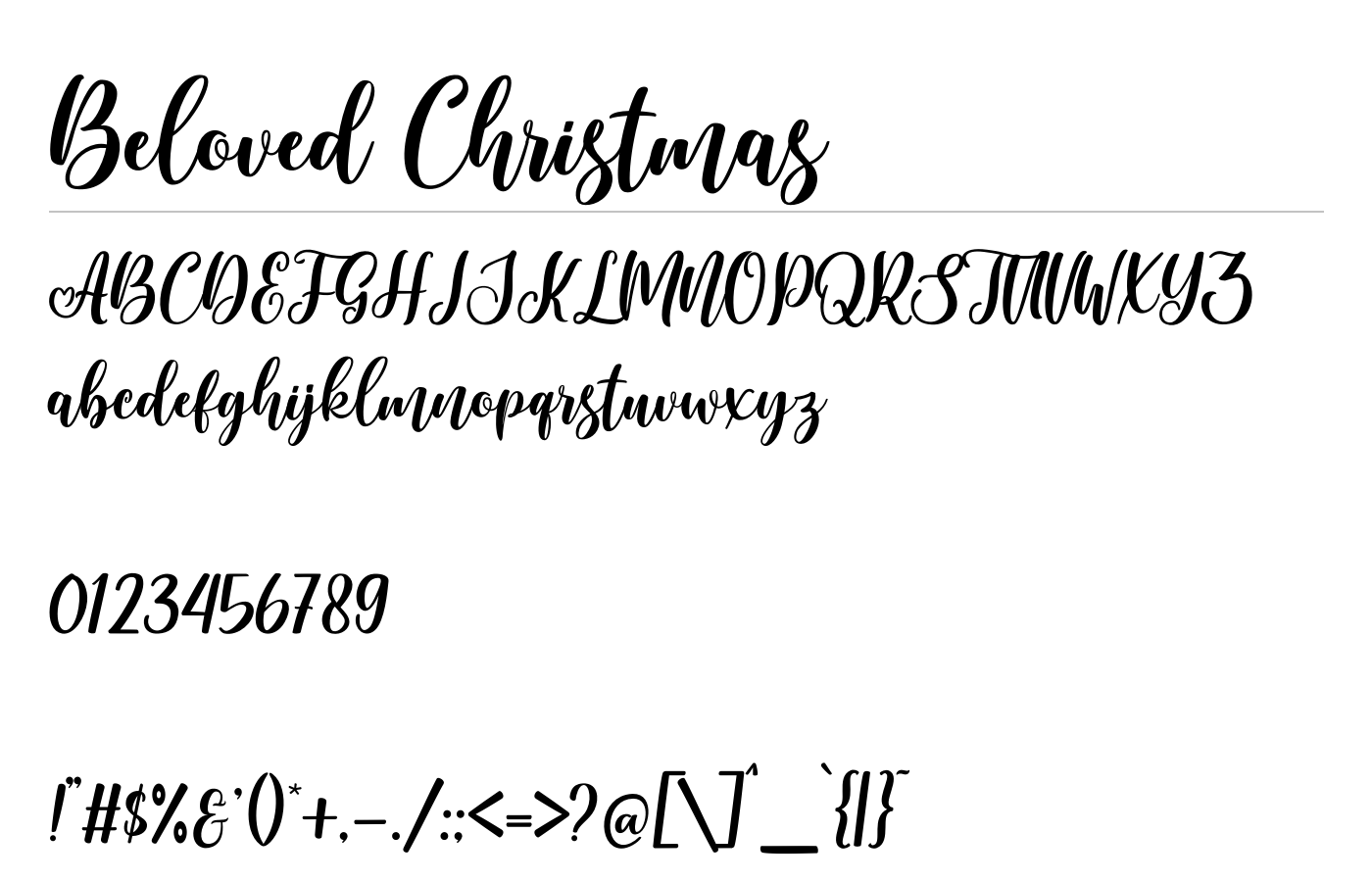 Beloved Christmas Font preview