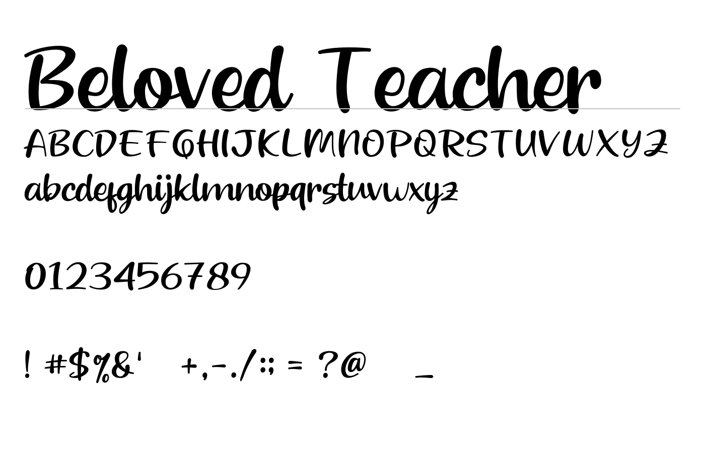 Beloved Teacher Font preview