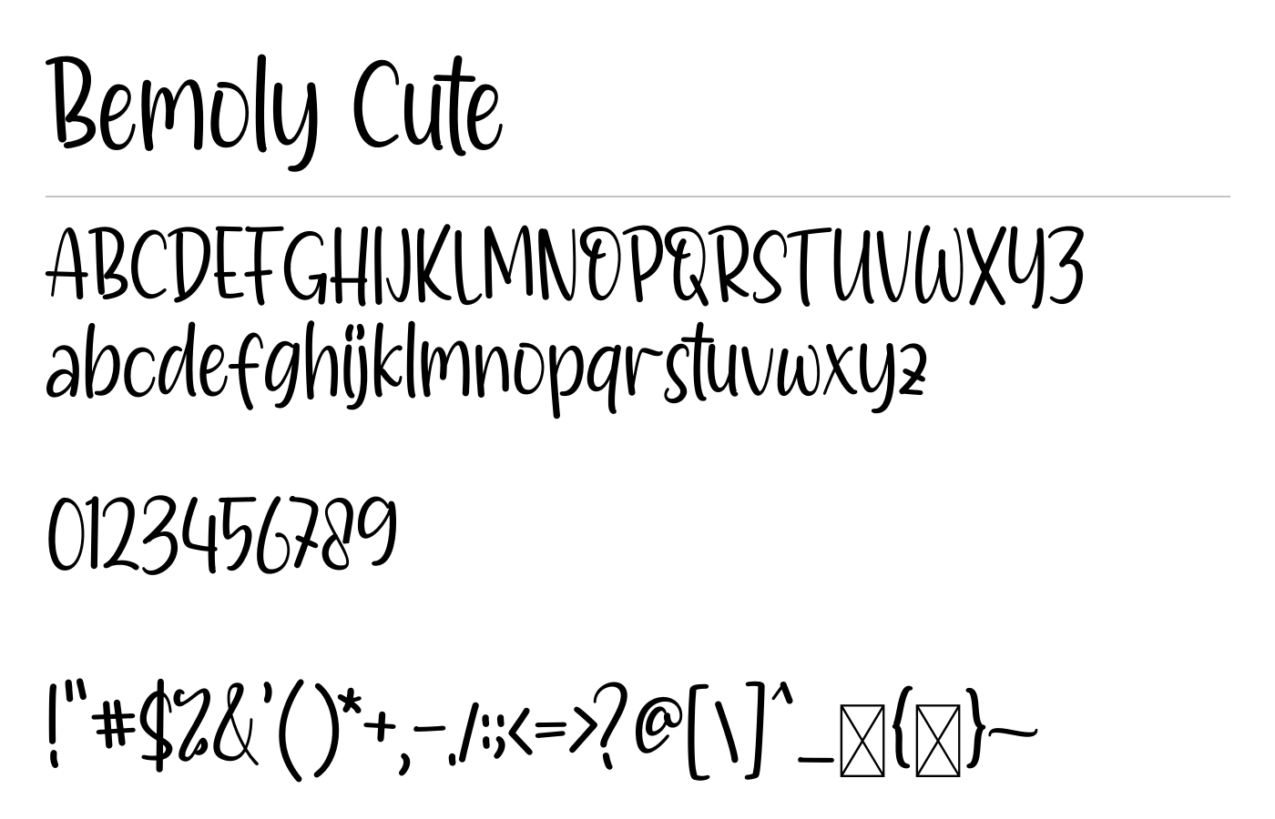 Bemoly Cute Font preview
