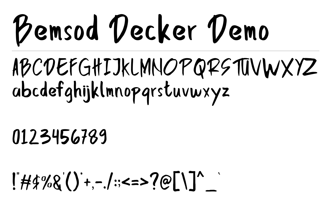 Bemsod Decker Demo Font preview
