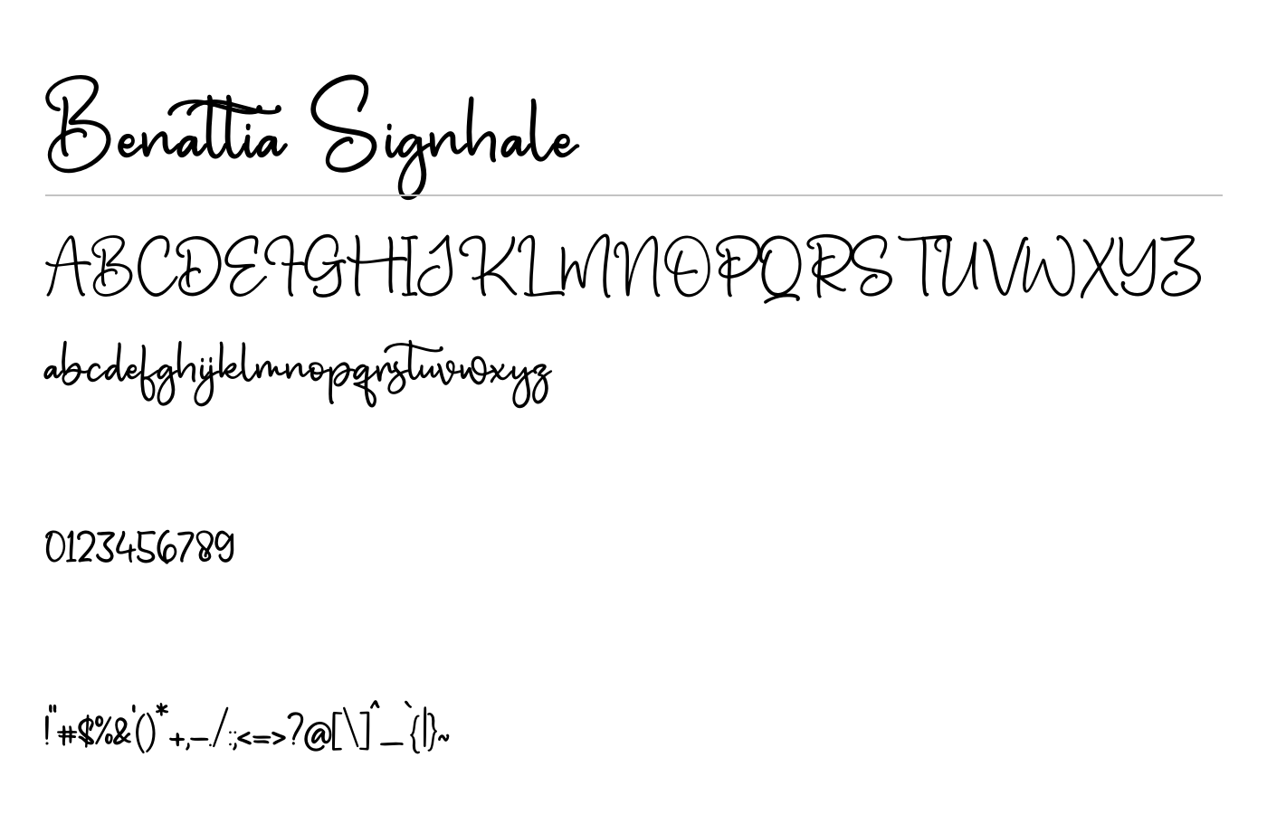 Benattia Signhale Font preview