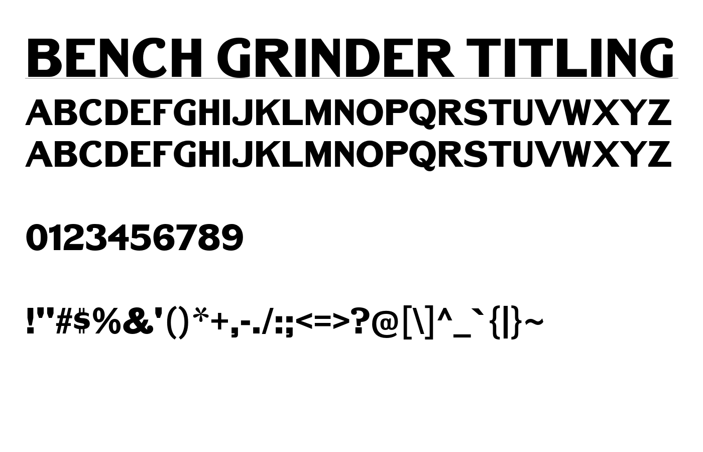Bench Grinder Titling Font preview