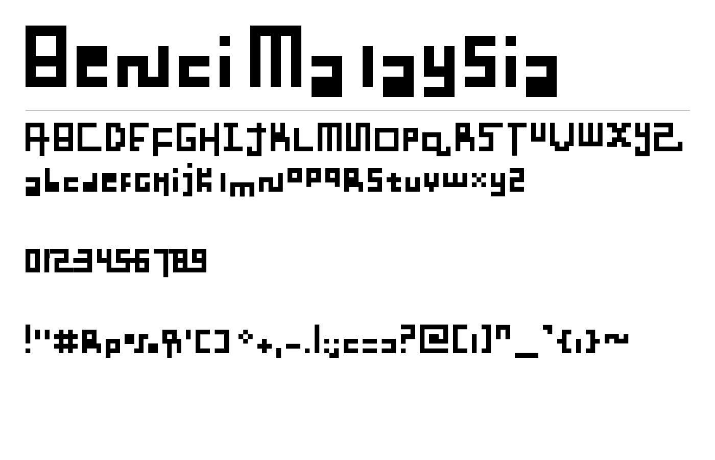 Benci Malaysia Font preview