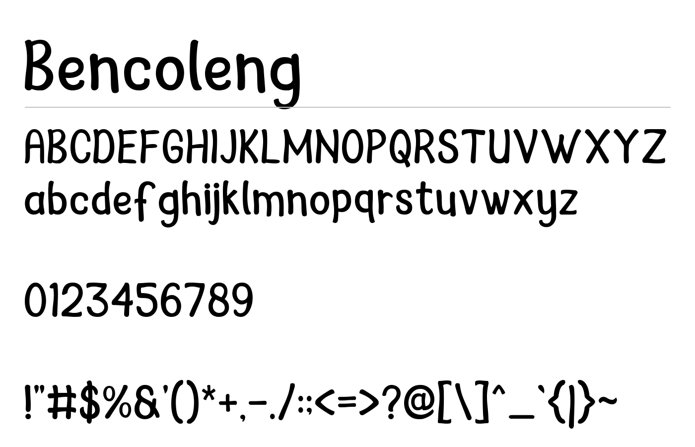 Bencoleng Font preview
