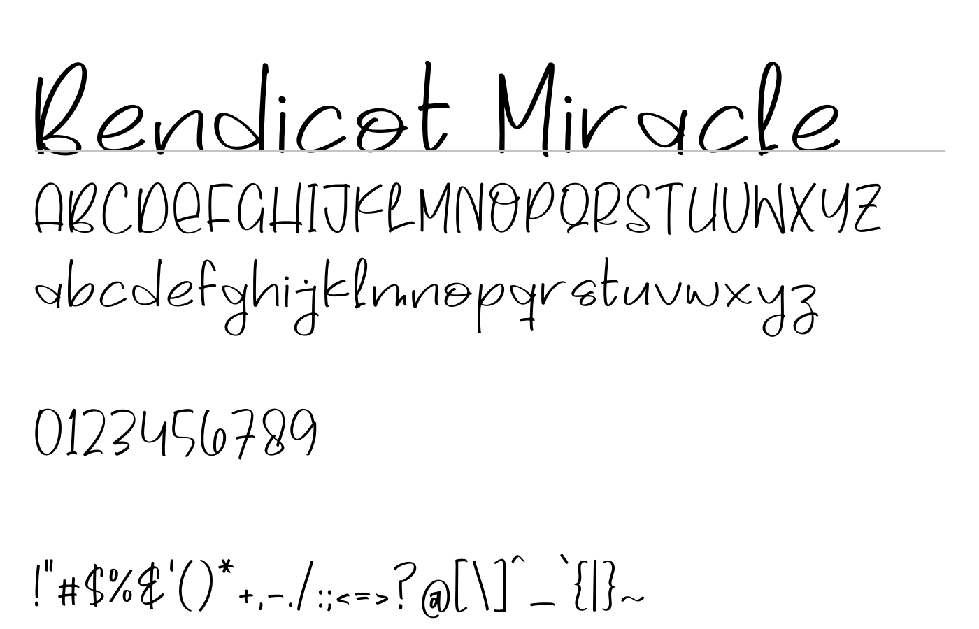 Bendicot Miracle Font preview