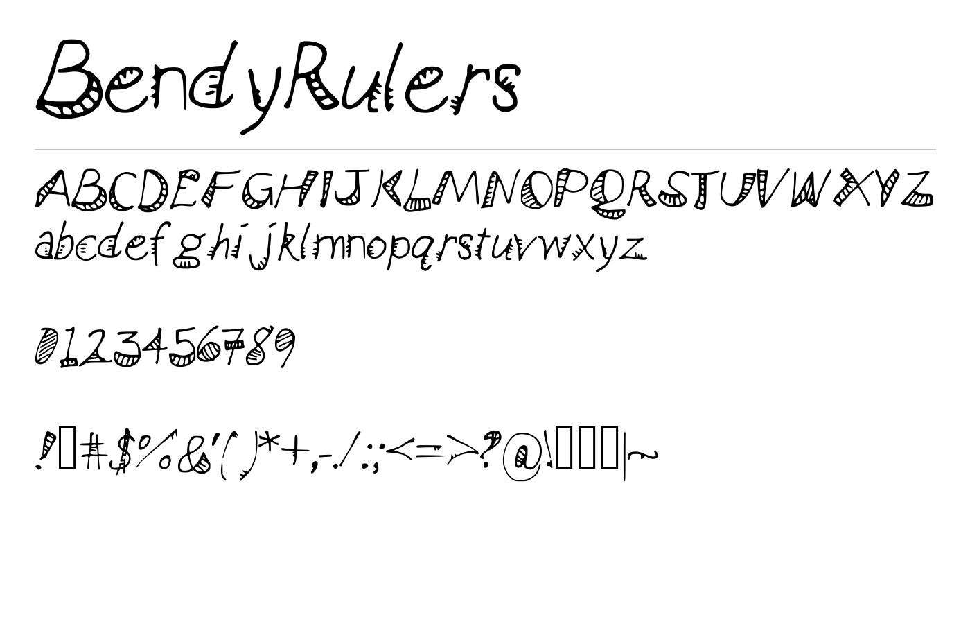 BendyRulers Font preview