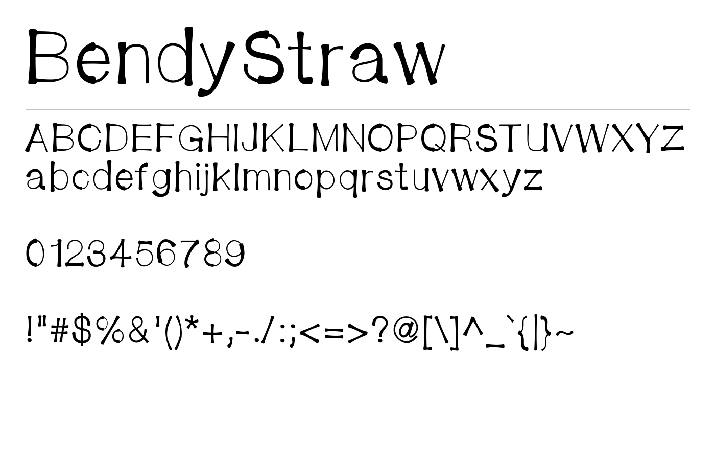 BendyStraw Font preview