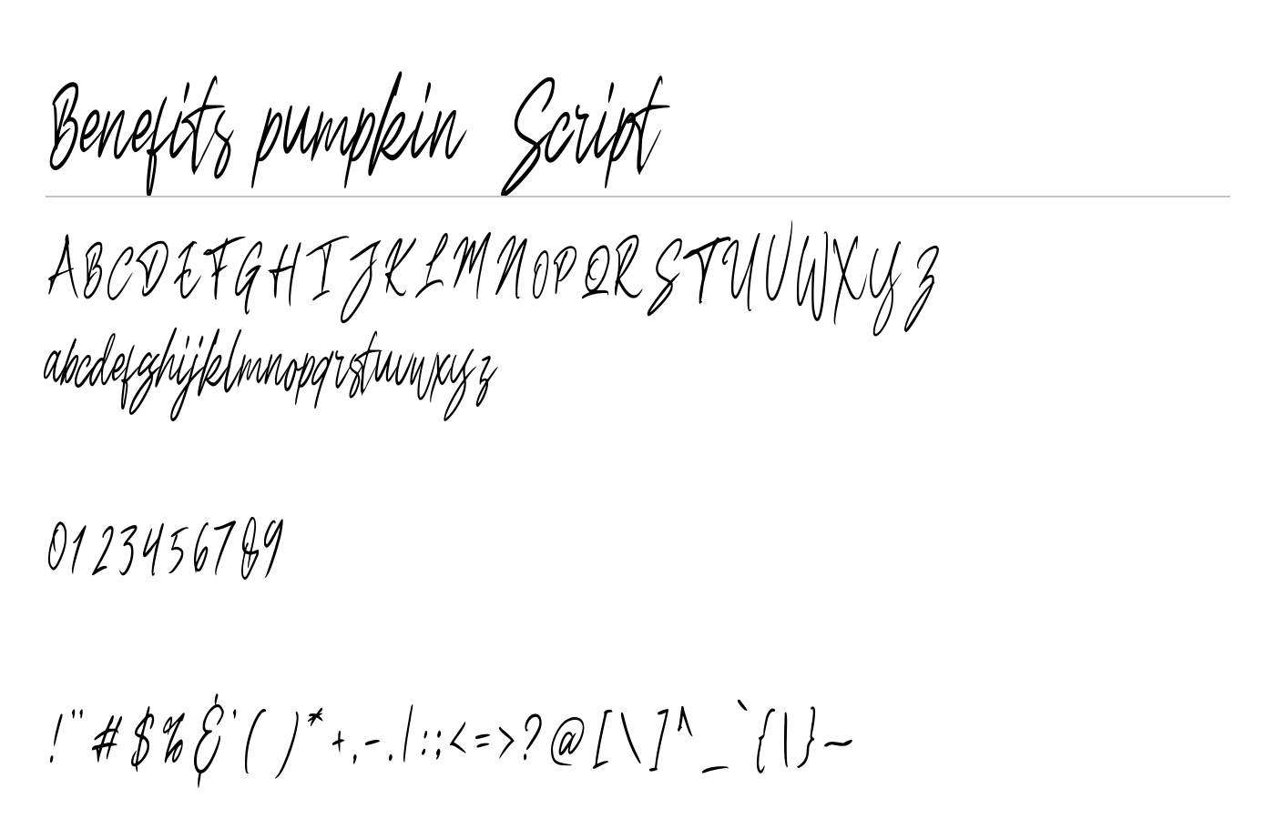 Benefits pumpkin Script Font preview