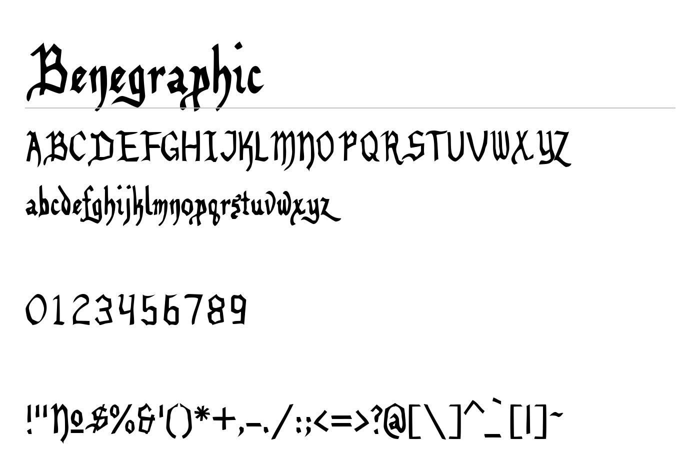 Benegraphic Font preview