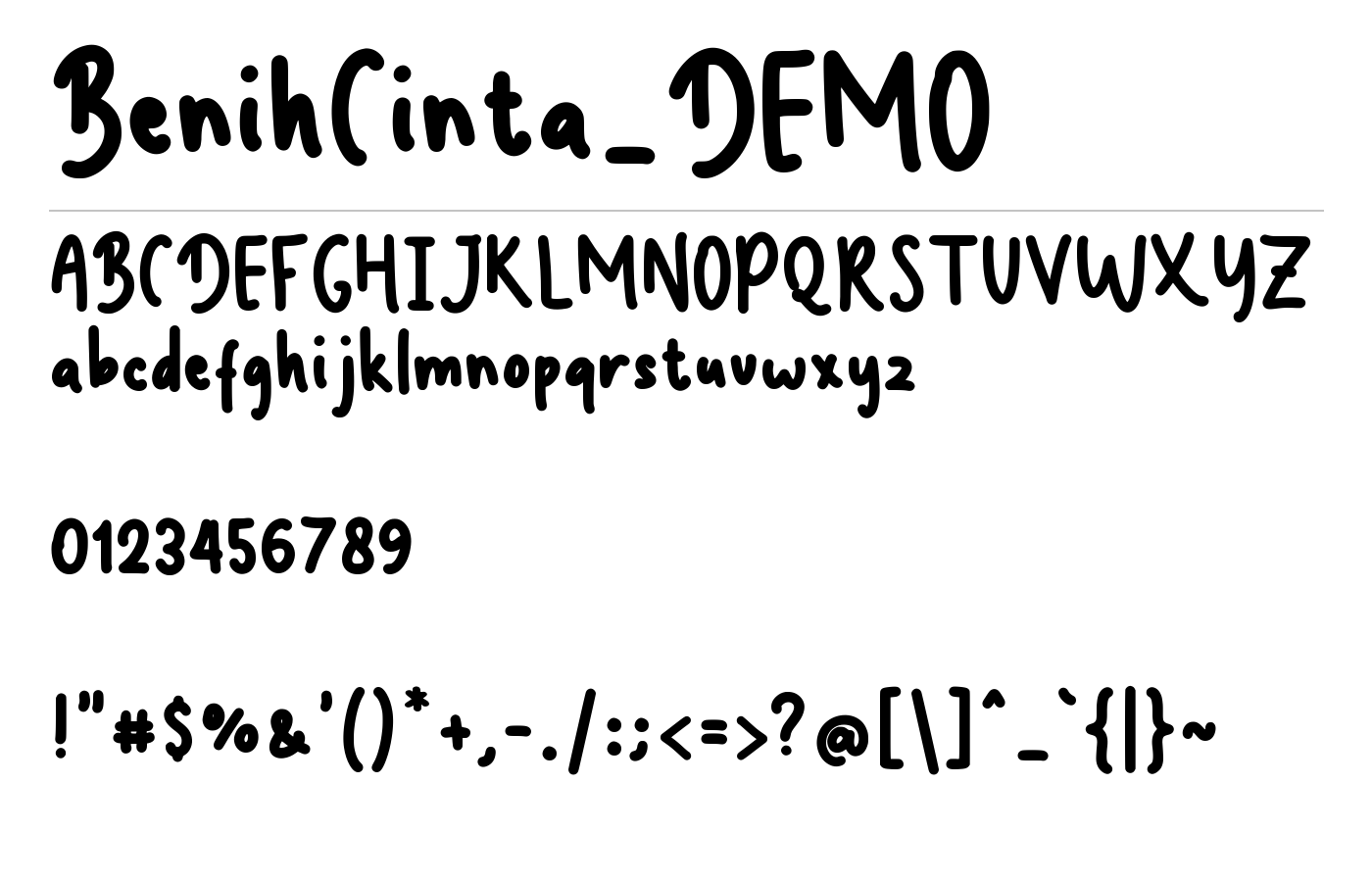 BenihCinta_DEMO Font preview