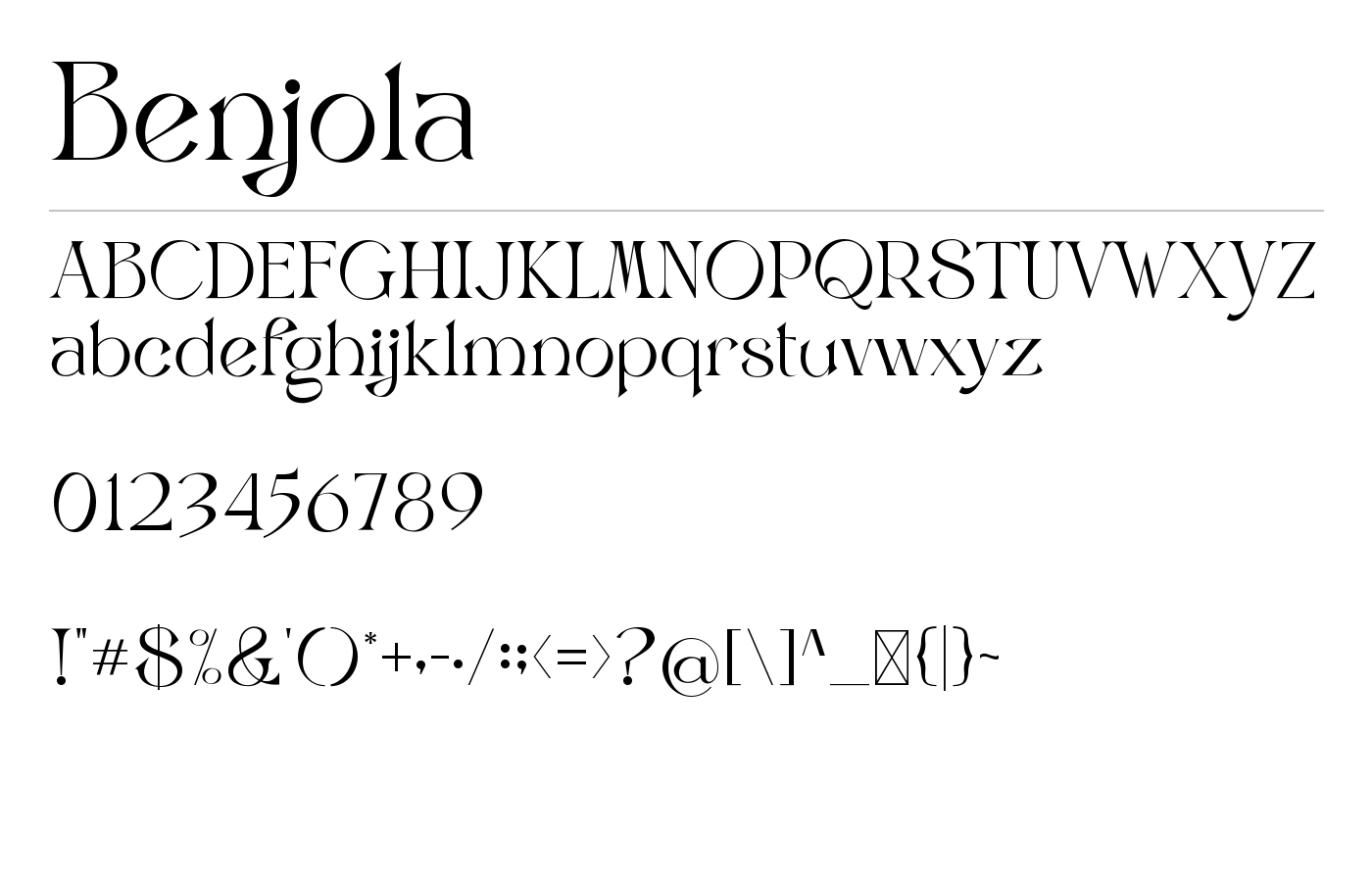Benjola Font preview
