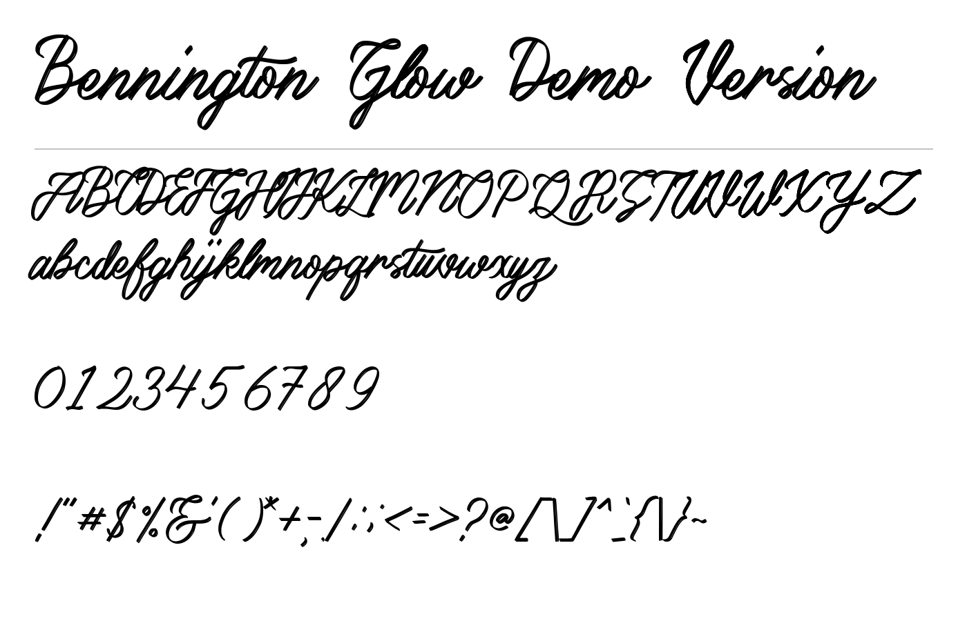 Bennington Glow Demo Version Font preview