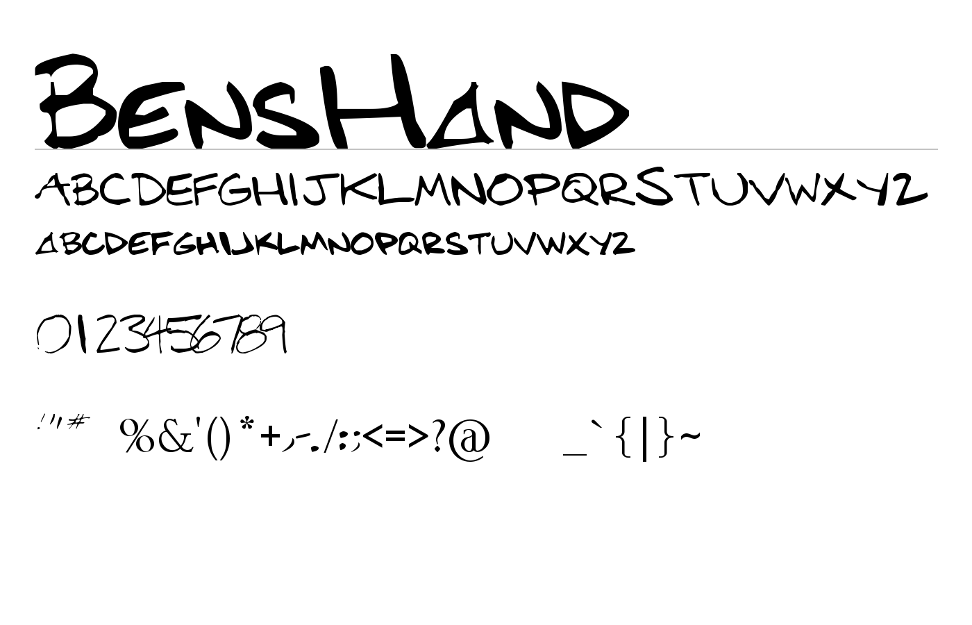 BensHand Font preview