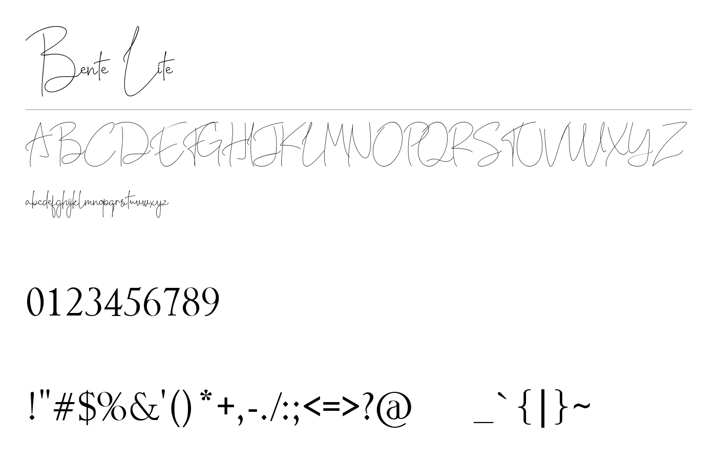 Bente Lite Font preview