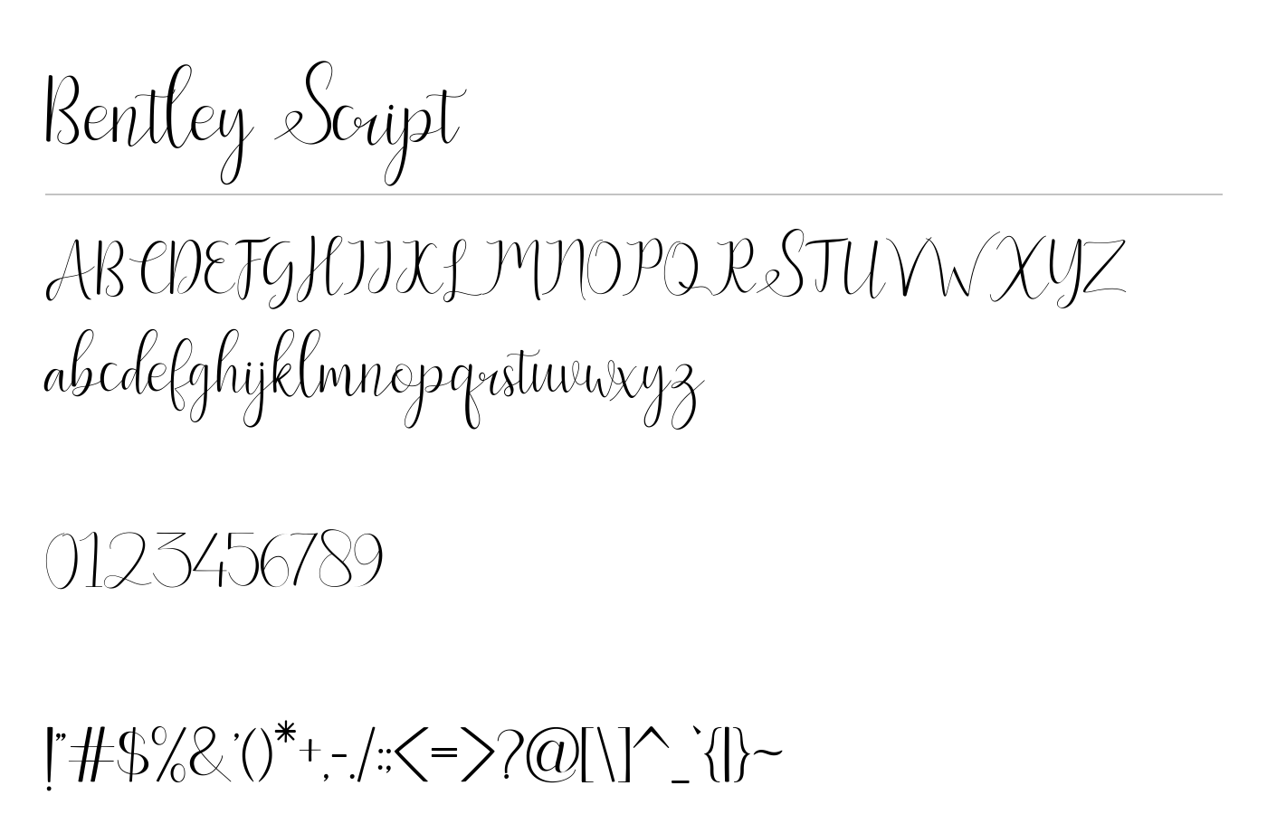 Bentley Script Font preview