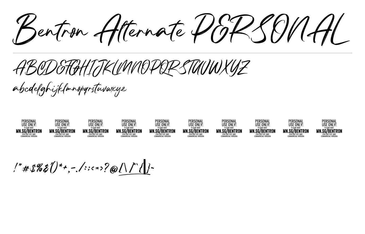 Bentron Alternate PERSONAL Font preview