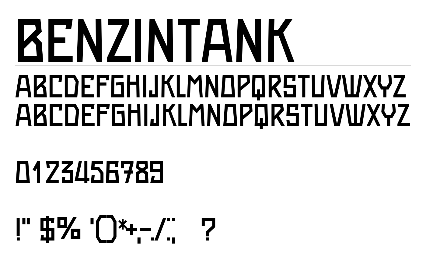 Benzintank Font preview