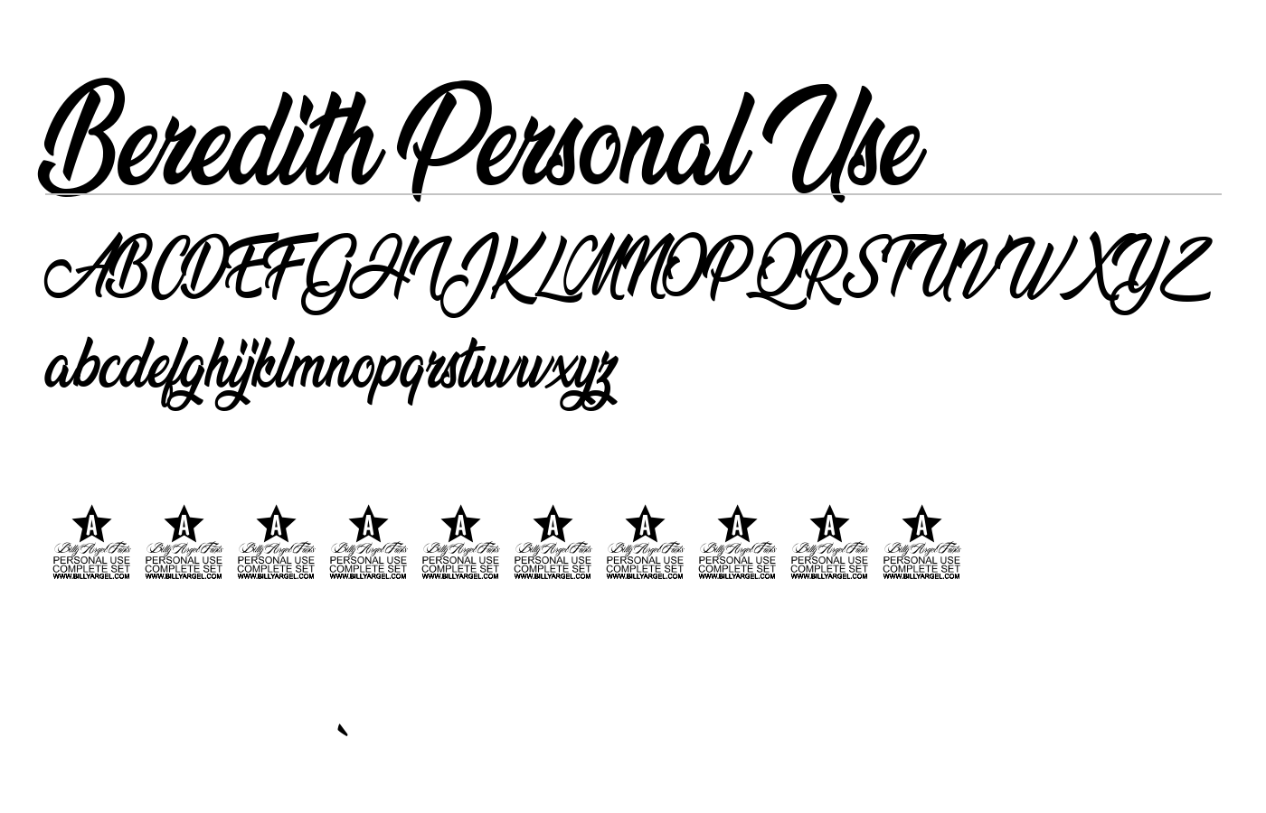 Beredith Personal Use Font preview