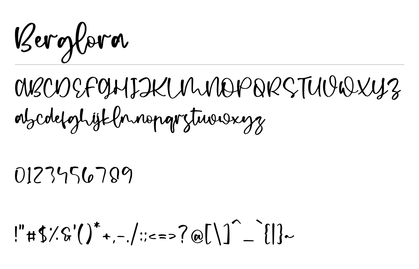 Berglora Font preview