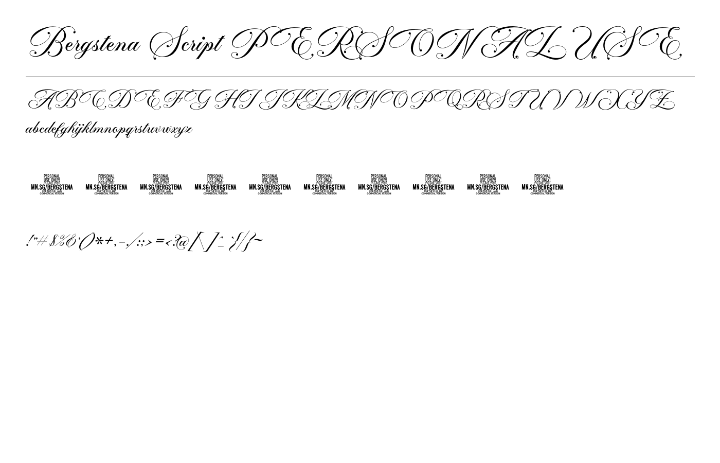 Bergstena Script PERSONAL USE Font preview