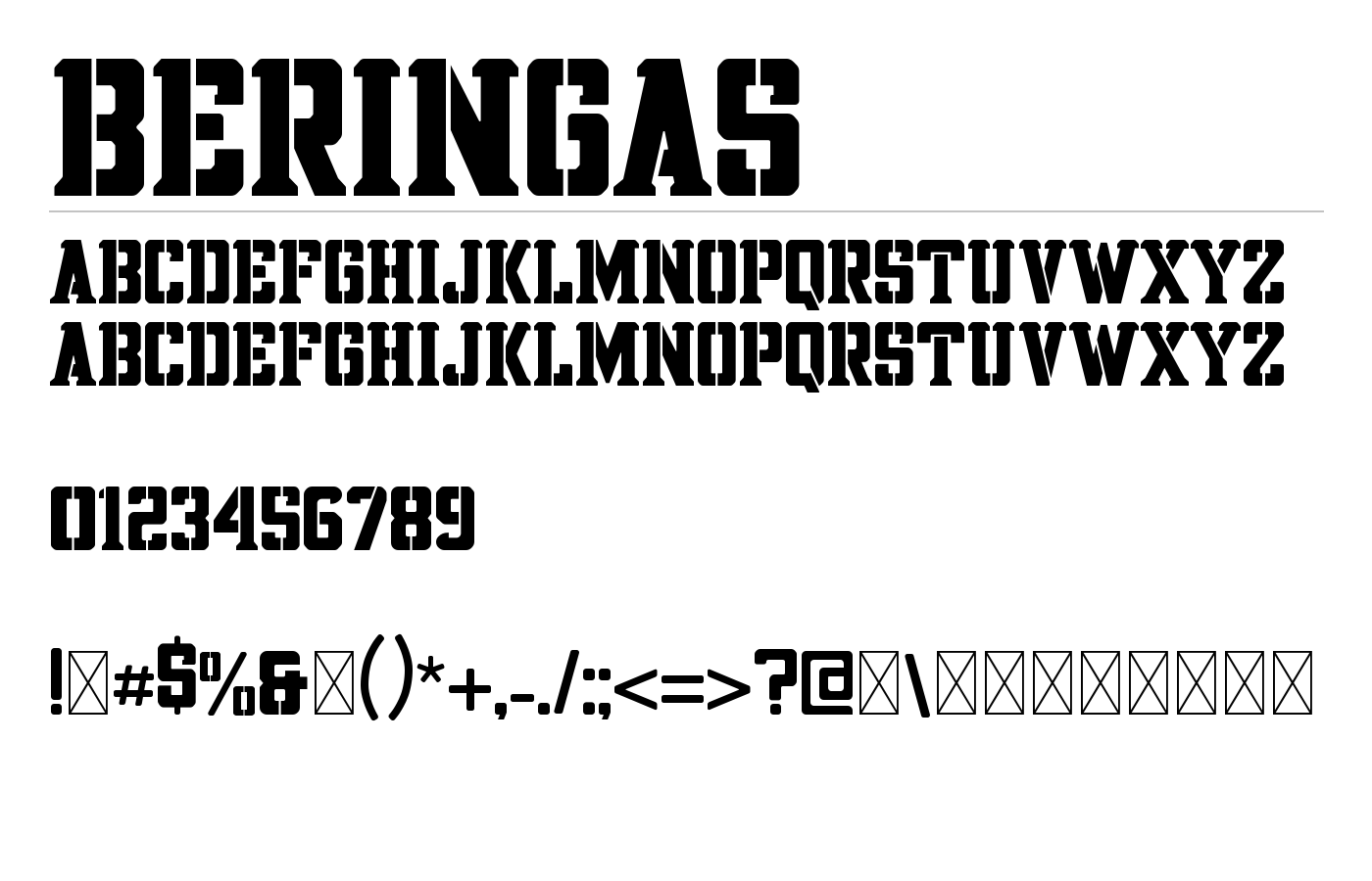 BERINGAS Font preview
