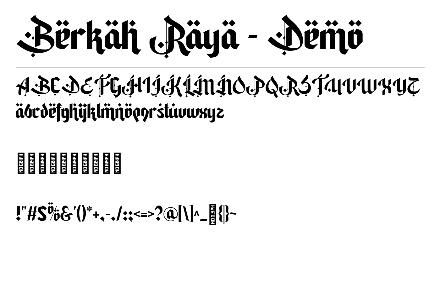 Berkah Raya - Demo Font preview