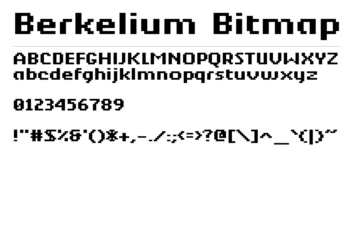 Berkelium Bitmap Font preview