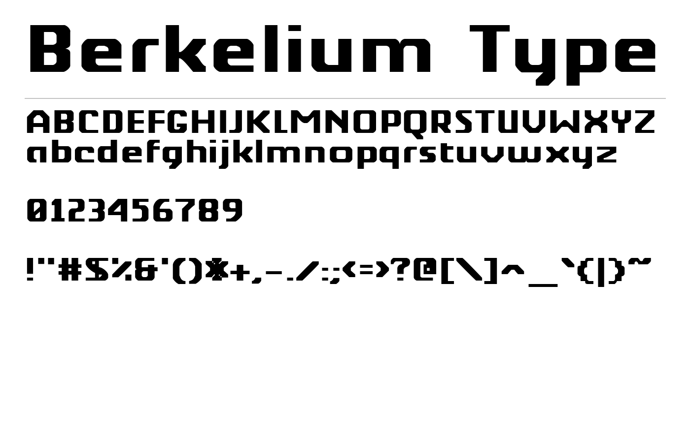 Berkelium Type Font preview