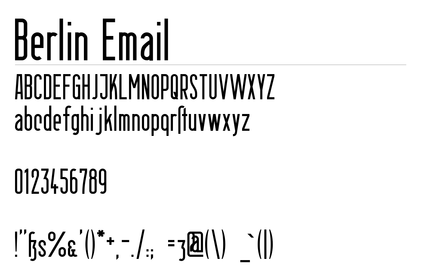 Berlin Email Font preview