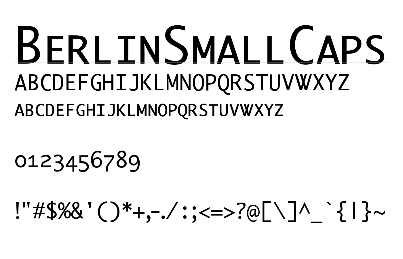 BerlinSmallCaps Font preview