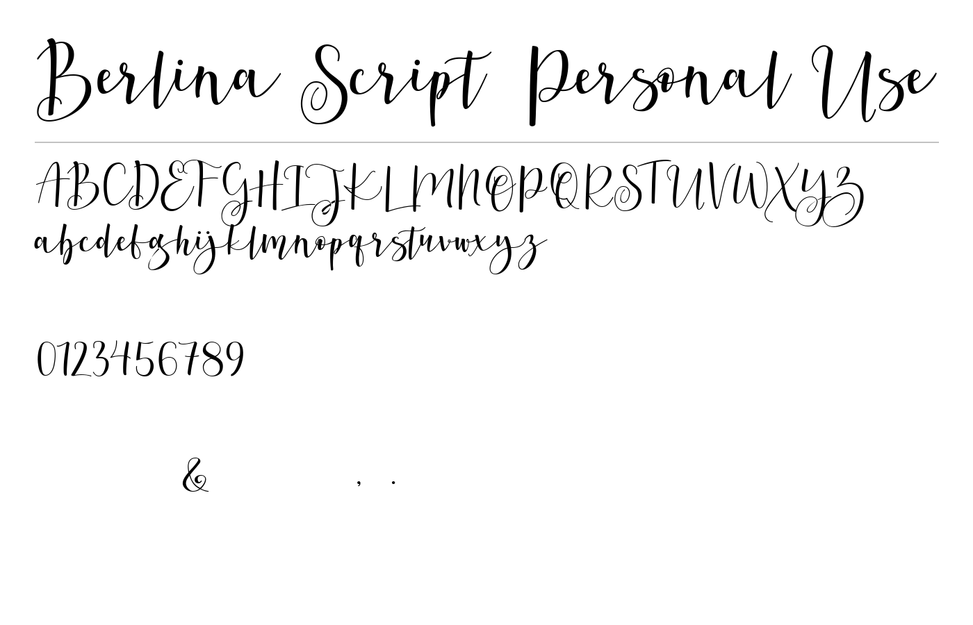 Berlina Script Personal Use Font preview